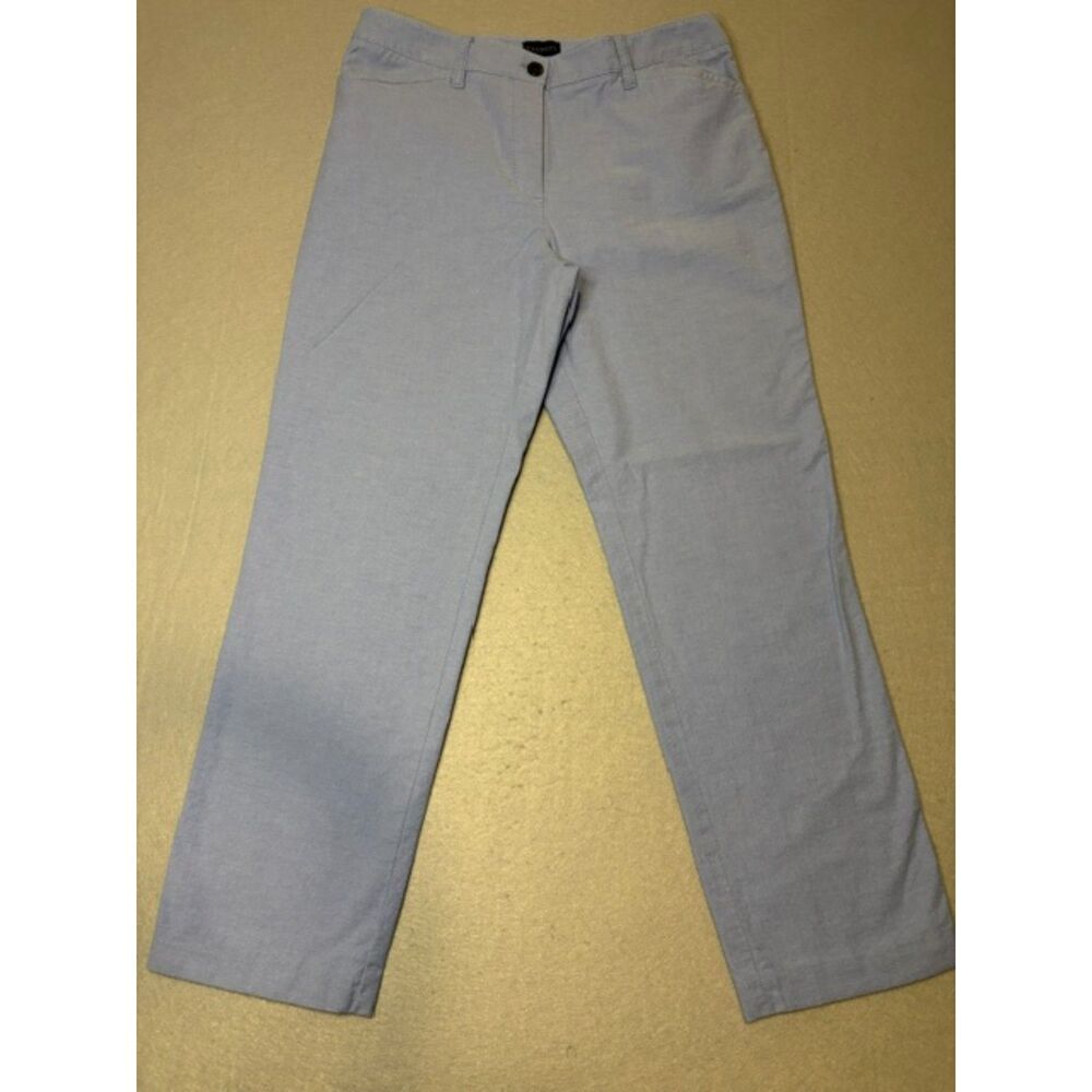 Talbots The Perfect Chino Womens Pants 8 Denim Blue Straight Leg Linen Look